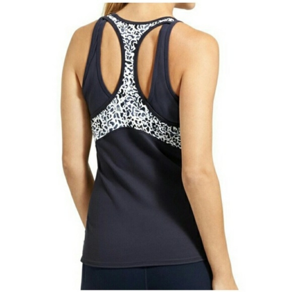 Athleta Tops Nwt Athleta Navy Leopard Printed Yoga Fitted Tank